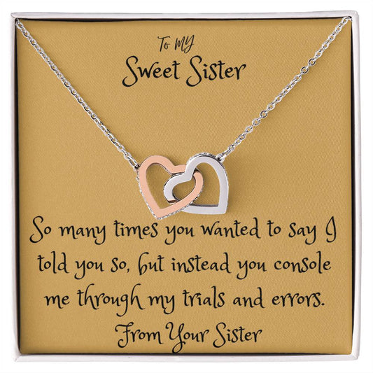 Interlocking Hearts Necklace - To My Sweet Sister