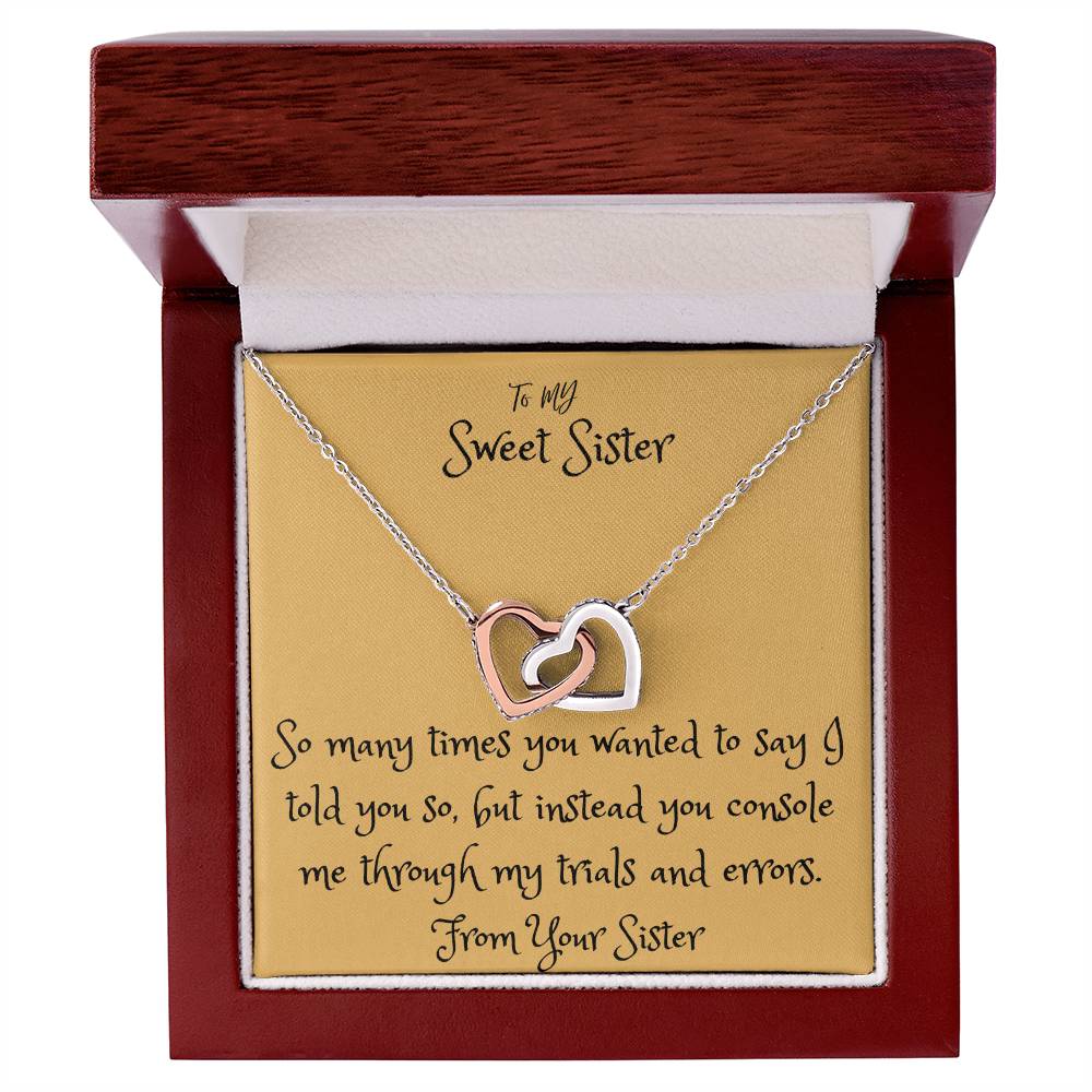 Interlocking Hearts Necklace - To My Sweet Sister