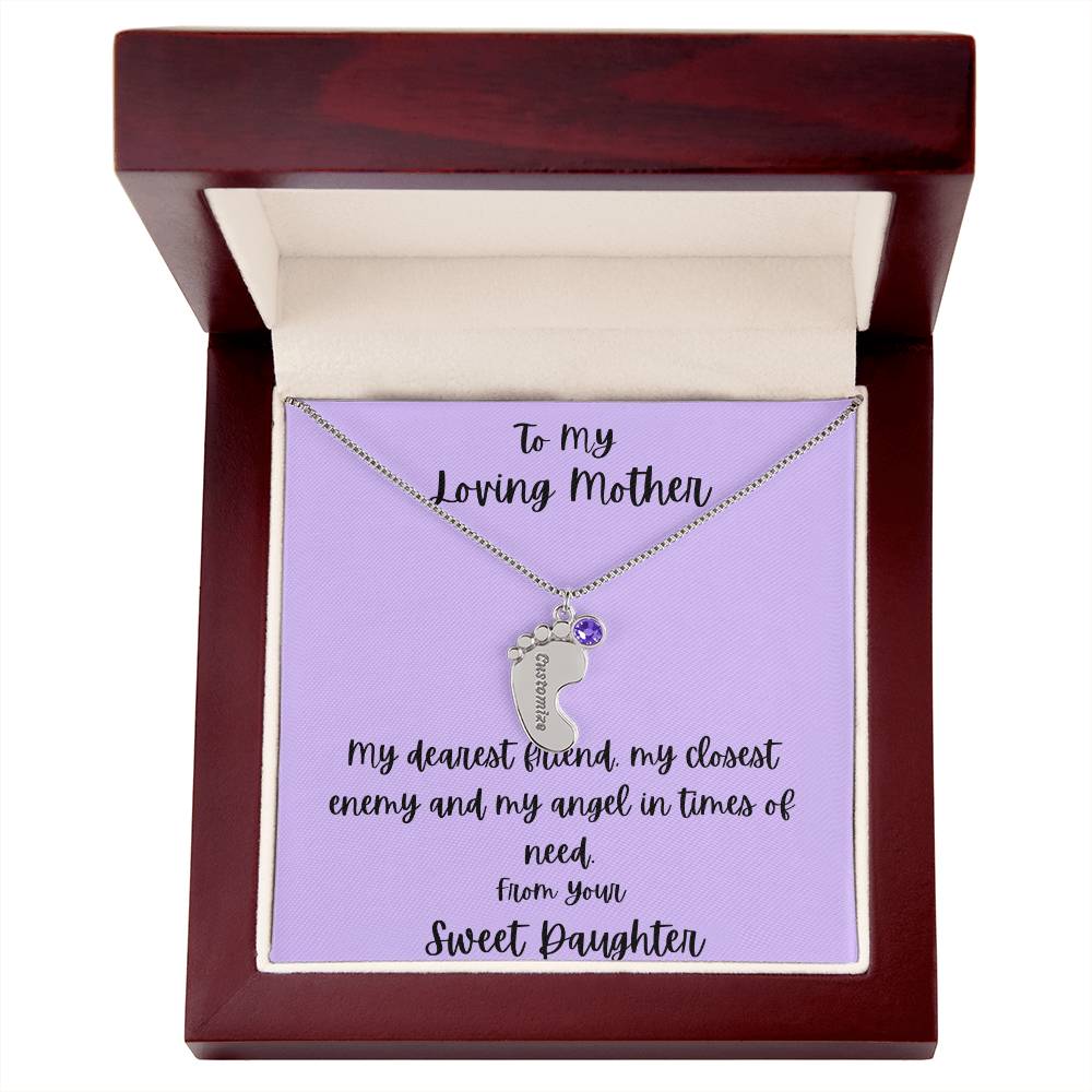 Engraved Baby Feet with Birthstones (w/MC) - To My Loving Mother