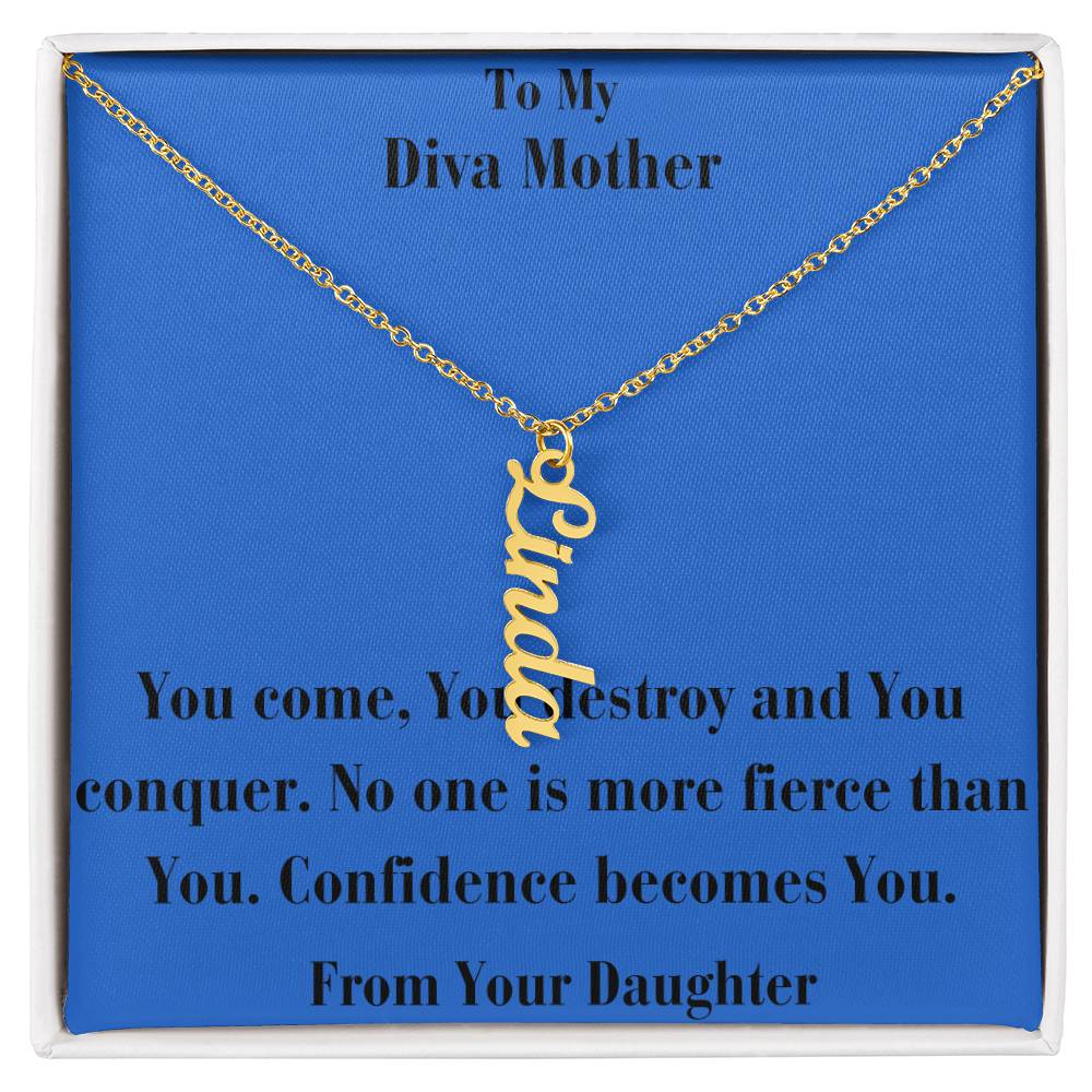 Multi Vertical Name Necklace (w/MC) -To My Diva Mother