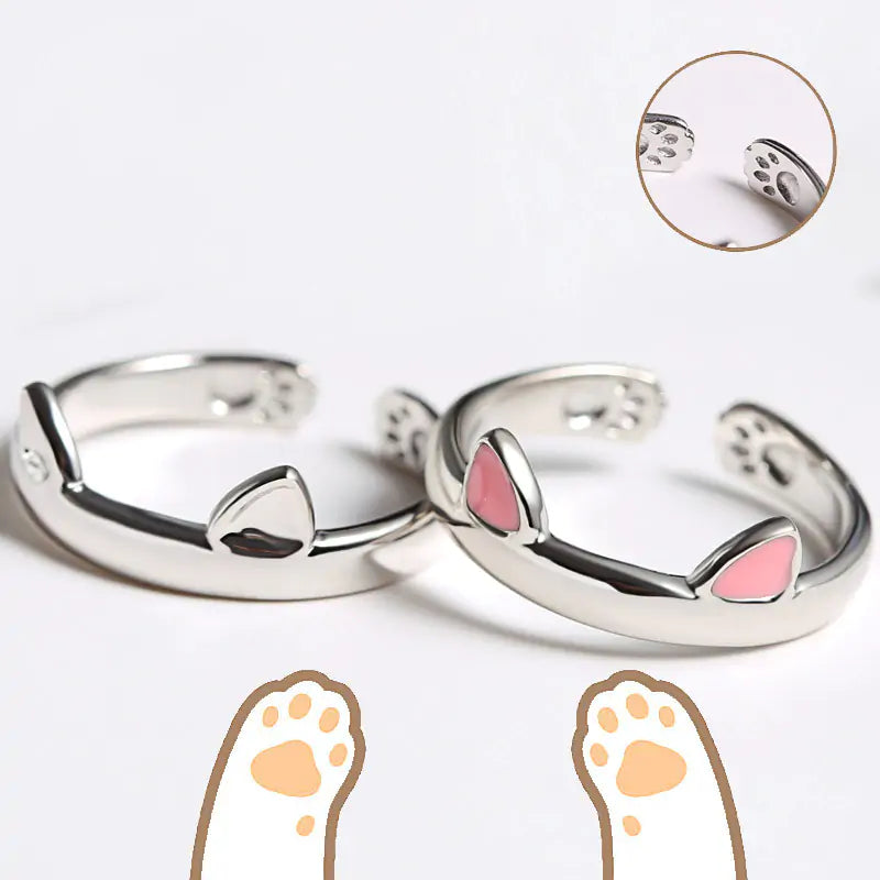 Black and White Cat Couple Rings